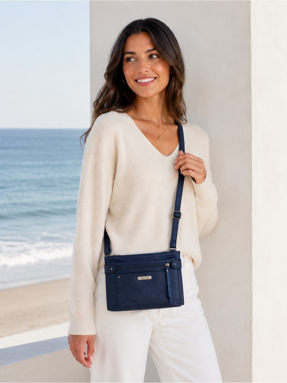 Elegant Navy Crossbody Bag - Adjustable Strap - New- Coastal Fisherman Nautical